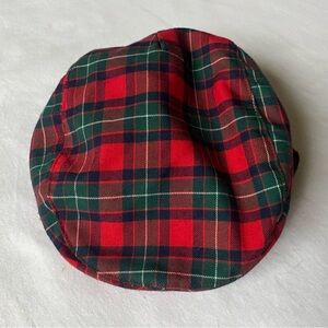 Janie and Jack Wool Newsboy Hat Boys Size 18 24 Months Red Plaid Christmas EUC